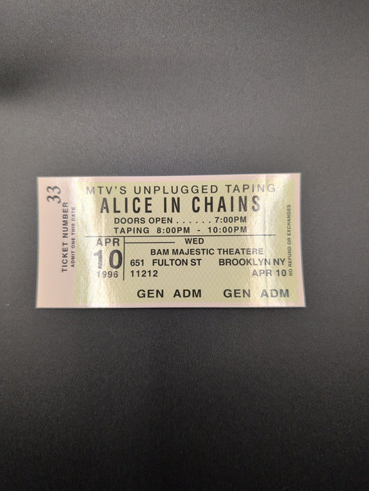 Alice in chains  MTV unplugged concert tickets sticker 1x4 in vynal